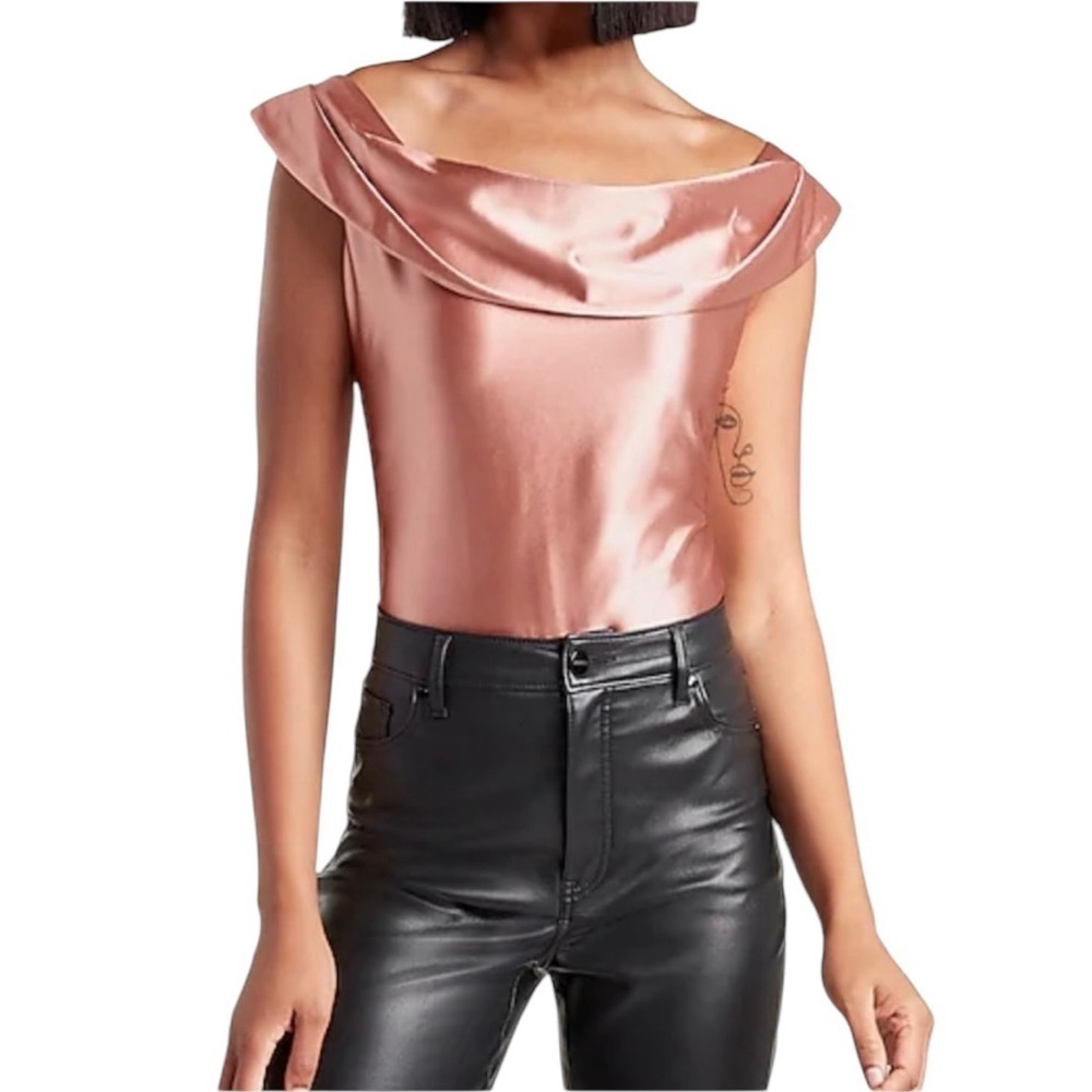 Express Satin Off the Shoulder Thong Bodysuit Size XS